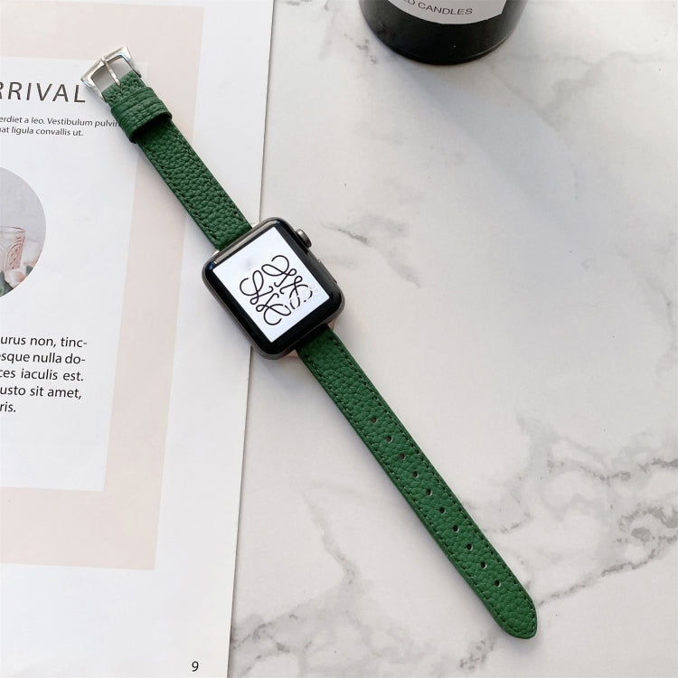Bracelet de montre amincissant à texture litchi pour la série Apple Watch, 7 41mm / 6&SE&5&4 40mm / 3&2&1 38mm, 7 45mm / 6&SE&5&4 44mm / 3&2&1 42mm