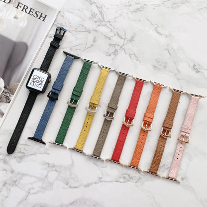 Bracelet de montre amincissant à texture litchi pour la série Apple Watch, 7 41mm / 6&SE&5&4 40mm / 3&2&1 38mm, 7 45mm / 6&SE&5&4 44mm / 3&2&1 42mm
