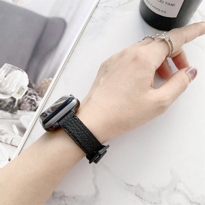 Bracelet de montre amincissant à texture litchi pour la série Apple Watch, 7 41mm / 6&SE&5&4 40mm / 3&2&1 38mm, 7 45mm / 6&SE&5&4 44mm / 3&2&1 42mm