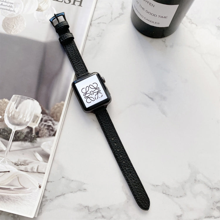 Bracelet de montre amincissant à texture litchi pour la série Apple Watch, 7 41mm / 6&SE&5&4 40mm / 3&2&1 38mm, 7 45mm / 6&SE&5&4 44mm / 3&2&1 42mm