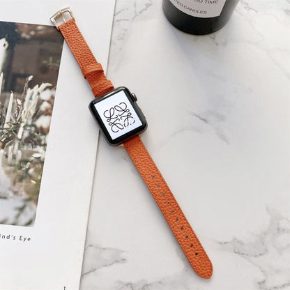 Bracelet de montre amincissant à texture litchi pour la série Apple Watch, 7 41mm / 6&SE&5&4 40mm / 3&2&1 38mm, 7 45mm / 6&SE&5&4 44mm / 3&2&1 42mm