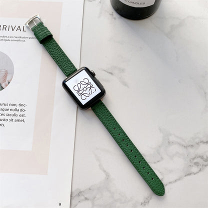 Bracelet de montre amincissant à texture litchi pour la série Apple Watch, 7 41mm / 6&SE&5&4 40mm / 3&2&1 38mm, 7 45mm / 6&SE&5&4 44mm / 3&2&1 42mm