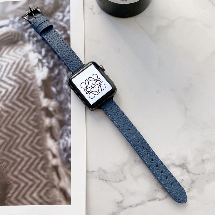 Bracelet de montre amincissant à texture litchi pour la série Apple Watch, 7 41mm / 6&SE&5&4 40mm / 3&2&1 38mm, 7 45mm / 6&SE&5&4 44mm / 3&2&1 42mm