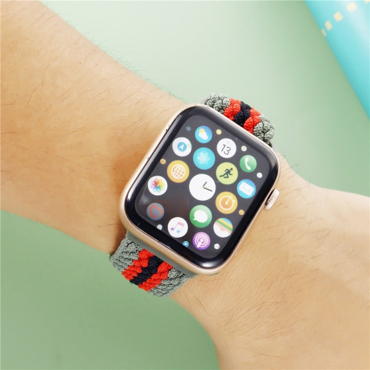 Bracelet de montre en nylon tissé rayé réglable pour la série Apple Watch, 7 41mm / 6&SE&5&4 40mm / 3&2&1 38mm, 7 45mm / 6&SE&5&4 44mm / 3&2&1 42mm