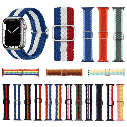 Bracelet de montre en nylon tissé rayé réglable pour la série Apple Watch, 7 41mm / 6&SE&5&4 40mm / 3&2&1 38mm, 7 45mm / 6&SE&5&4 44mm / 3&2&1 42mm