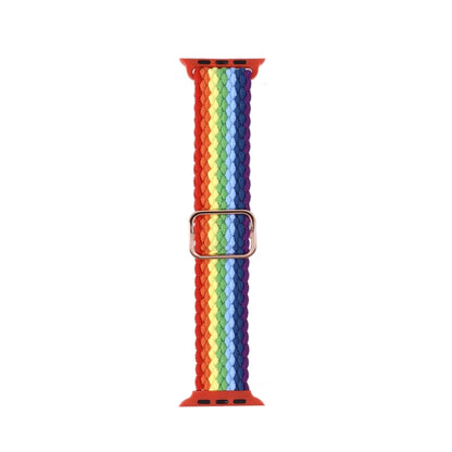 Bracelet de montre en nylon tissé rayé réglable pour la série Apple Watch, 7 41mm / 6&SE&5&4 40mm / 3&2&1 38mm, 7 45mm / 6&SE&5&4 44mm / 3&2&1 42mm