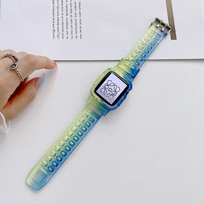 Bracelet de montre en TPU transparent à dégradé de gelée pour la série Apple Watch, 7 41mm / 6&SE&5&4 40mm / 3&2&1 38mm, 7 45mm / 6&SE&5&4 44mm / 3&2&1 42mm