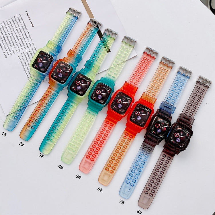 Bracelet de montre en TPU transparent à dégradé de gelée pour la série Apple Watch, 7 41mm / 6&SE&5&4 40mm / 3&2&1 38mm, 7 45mm / 6&SE&5&4 44mm / 3&2&1 42mm