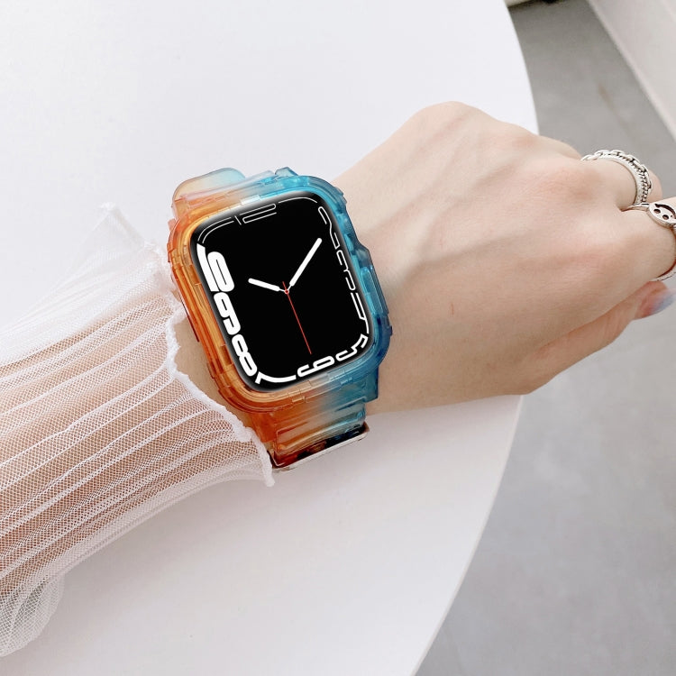 Bracelet de montre en TPU transparent à dégradé de gelée pour la série Apple Watch, 7 41mm / 6&SE&5&4 40mm / 3&2&1 38mm, 7 45mm / 6&SE&5&4 44mm / 3&2&1 42mm
