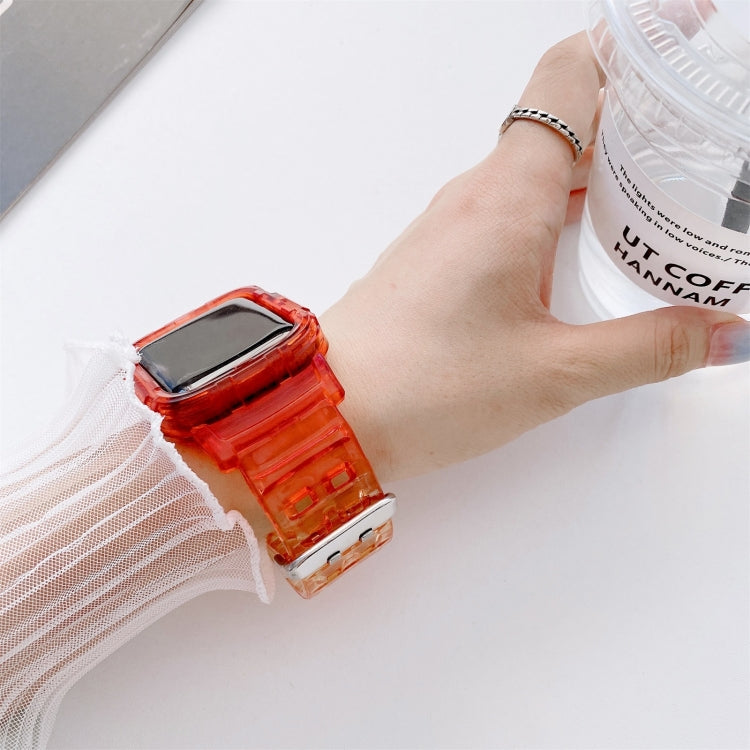 Bracelet de montre en TPU transparent à dégradé de gelée pour la série Apple Watch, 7 41mm / 6&SE&5&4 40mm / 3&2&1 38mm, 7 45mm / 6&SE&5&4 44mm / 3&2&1 42mm