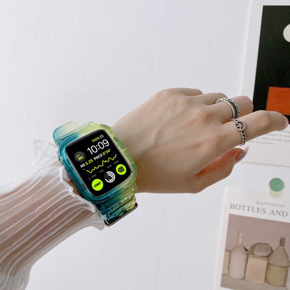 Bracelet de montre en TPU transparent à dégradé de gelée pour la série Apple Watch, 7 41mm / 6&SE&5&4 40mm / 3&2&1 38mm, 7 45mm / 6&SE&5&4 44mm / 3&2&1 42mm