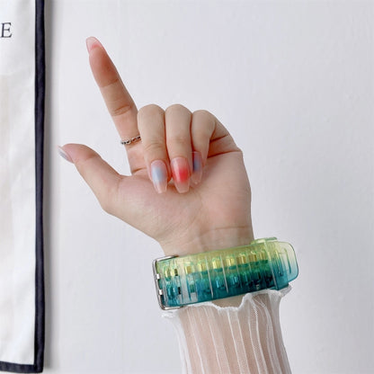 Bracelet de montre en TPU transparent à dégradé de gelée pour la série Apple Watch, 7 41mm / 6&SE&5&4 40mm / 3&2&1 38mm, 7 45mm / 6&SE&5&4 44mm / 3&2&1 42mm