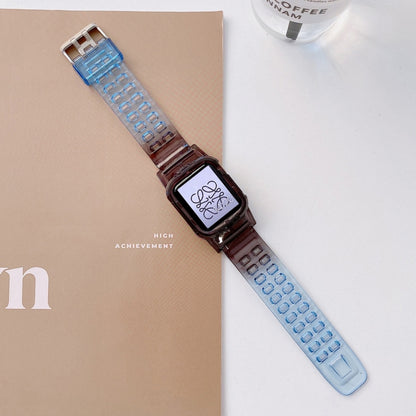 Bracelet de montre en TPU transparent à dégradé de gelée pour la série Apple Watch, 7 41mm / 6&SE&5&4 40mm / 3&2&1 38mm, 7 45mm / 6&SE&5&4 44mm / 3&2&1 42mm