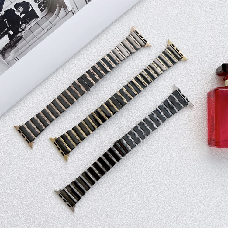 Bracelet de montre en acier à une perle en céramique pour la série Apple Watch, 7 41mm / 6&SE&5&4 40mm / 3&2&1 38mm, 7 45mm / 6&SE&5&4 44mm / 3&2&1 42mm