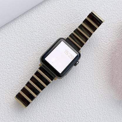Bracelet de montre en acier à une perle en céramique pour la série Apple Watch, 7 41mm / 6&SE&5&4 40mm / 3&2&1 38mm, 7 45mm / 6&SE&5&4 44mm / 3&2&1 42mm
