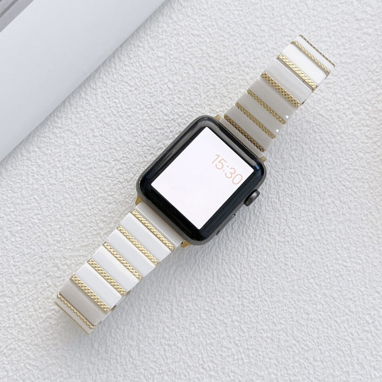 Bracelet de montre en acier à une perle en céramique pour la série Apple Watch, 7 41mm / 6&SE&5&4 40mm / 3&2&1 38mm, 7 45mm / 6&SE&5&4 44mm / 3&2&1 42mm