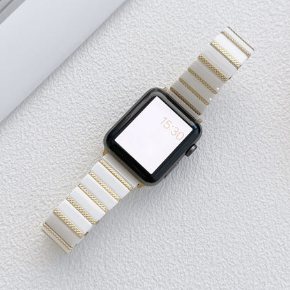 Bracelet de montre en acier à une perle en céramique pour la série Apple Watch, 7 41mm / 6&SE&5&4 40mm / 3&2&1 38mm, 7 45mm / 6&SE&5&4 44mm / 3&2&1 42mm