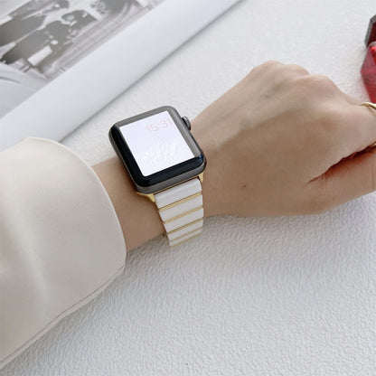 Bracelet de montre en acier à une perle en céramique pour la série Apple Watch, 7 41mm / 6&SE&5&4 40mm / 3&2&1 38mm, 7 45mm / 6&SE&5&4 44mm / 3&2&1 42mm