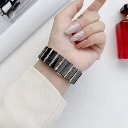 Bracelet de montre en acier à une perle en céramique pour la série Apple Watch, 7 41mm / 6&SE&5&4 40mm / 3&2&1 38mm, 7 45mm / 6&SE&5&4 44mm / 3&2&1 42mm