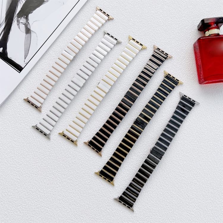 Bracelet de montre en acier à une perle en céramique pour la série Apple Watch, 7 41mm / 6&SE&5&4 40mm / 3&2&1 38mm, 7 45mm / 6&SE&5&4 44mm / 3&2&1 42mm