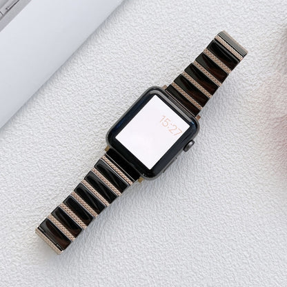 Bracelet de montre en acier à une perle en céramique pour la série Apple Watch, 7 41mm / 6&SE&5&4 40mm / 3&2&1 38mm, 7 45mm / 6&SE&5&4 44mm / 3&2&1 42mm