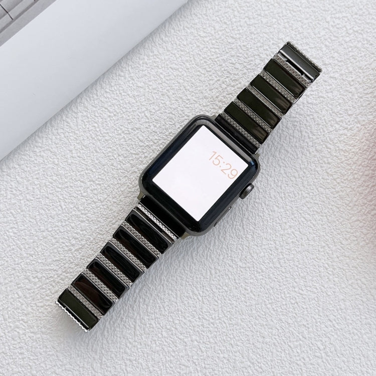Bracelet de montre en acier à une perle en céramique pour la série Apple Watch, 7 41mm / 6&SE&5&4 40mm / 3&2&1 38mm, 7 45mm / 6&SE&5&4 44mm / 3&2&1 42mm