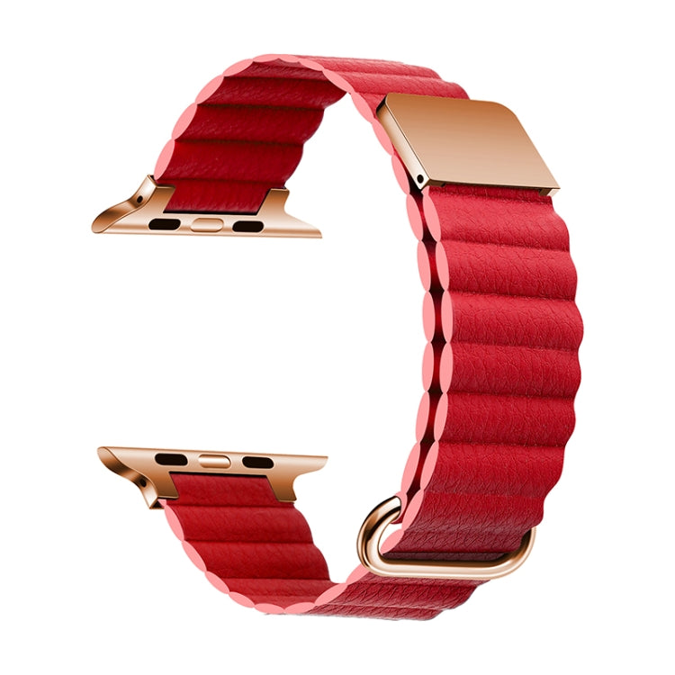 Bracelet de montre en cuir magnétique pour Apple Watch Series, 7 41mm / 6&SE&5&4 40mm / 3&2&1 38mm, 7 45mm / 6&SE&5&4 44mm / 3&2&1 42mm