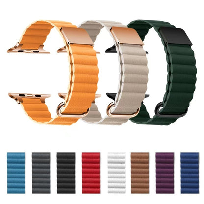 Bracelet de montre en cuir magnétique pour Apple Watch Series, 7 41mm / 6&SE&5&4 40mm / 3&2&1 38mm, 7 45mm / 6&SE&5&4 44mm / 3&2&1 42mm