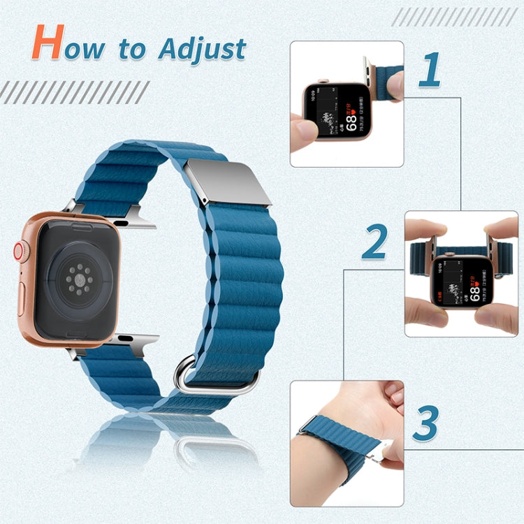 Bracelet de montre en cuir magnétique pour Apple Watch Series, 7 41mm / 6&SE&5&4 40mm / 3&2&1 38mm, 7 45mm / 6&SE&5&4 44mm / 3&2&1 42mm