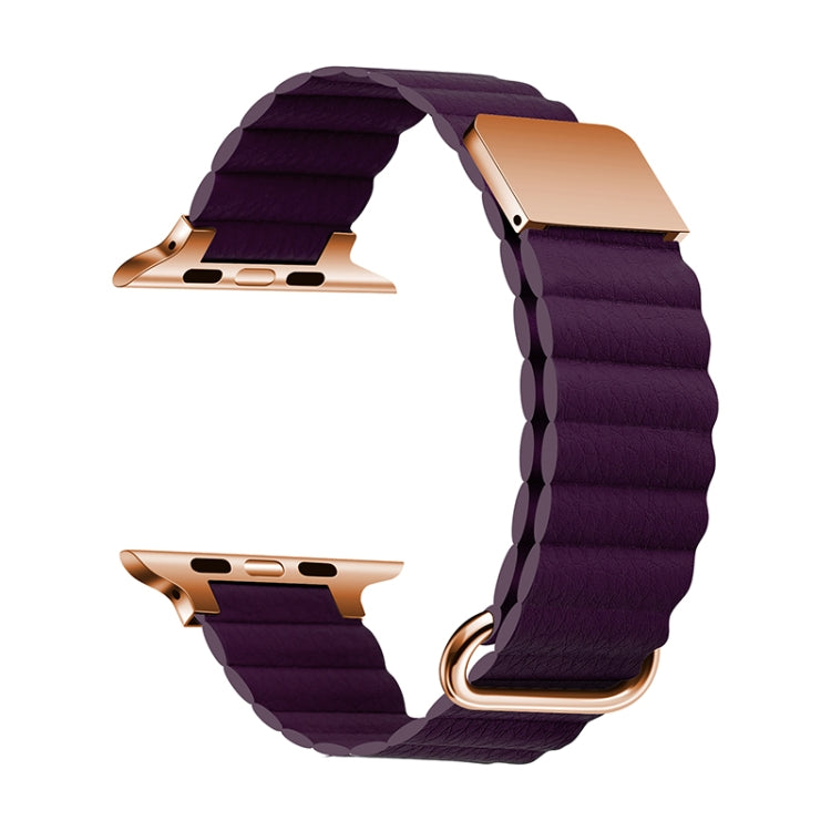 Bracelet de montre en cuir magnétique pour Apple Watch Series, 7 41mm / 6&SE&5&4 40mm / 3&2&1 38mm, 7 45mm / 6&SE&5&4 44mm / 3&2&1 42mm