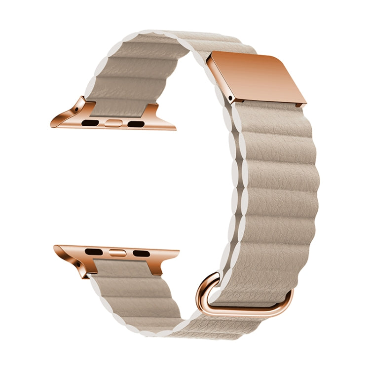 Bracelet de montre en cuir magnétique pour Apple Watch Series, 7 41mm / 6&SE&5&4 40mm / 3&2&1 38mm, 7 45mm / 6&SE&5&4 44mm / 3&2&1 42mm
