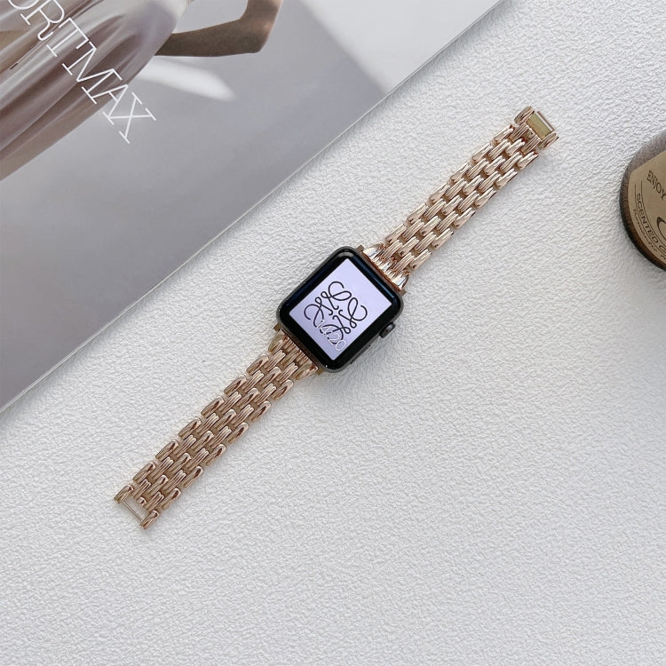 Bracelet de montre en acier inoxydable à cinq rayures de baht pour la série Apple Watch, 7 41mm / 6&SE&5&4 40mm / 3&2&1 38mm, 7 45mm / 6&SE&5&4 44mm / 3&2&1 42mm