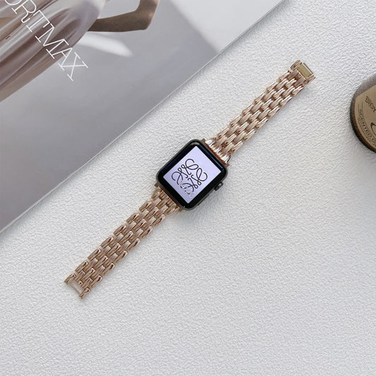 Bracelet de montre en acier inoxydable à cinq rayures de baht pour la série Apple Watch, 7 41mm / 6&SE&5&4 40mm / 3&2&1 38mm, 7 45mm / 6&SE&5&4 44mm / 3&2&1 42mm