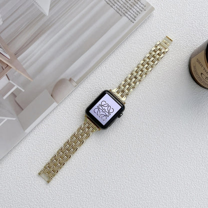 Bracelet de montre en acier inoxydable à cinq rayures de baht pour la série Apple Watch, 7 41mm / 6&SE&5&4 40mm / 3&2&1 38mm, 7 45mm / 6&SE&5&4 44mm / 3&2&1 42mm