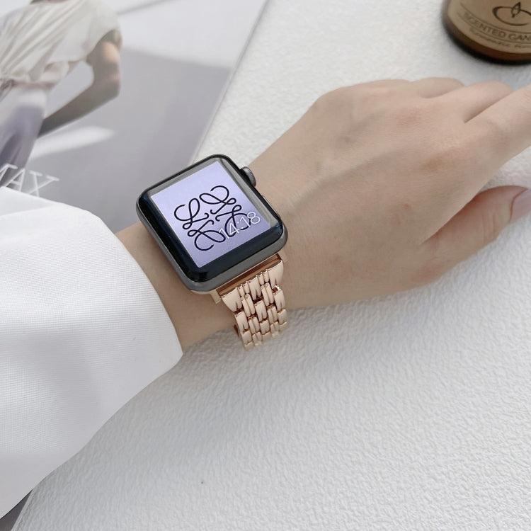 Bracelet de montre en acier inoxydable à cinq rayures de baht pour la série Apple Watch, 7 41mm / 6&SE&5&4 40mm / 3&2&1 38mm, 7 45mm / 6&SE&5&4 44mm / 3&2&1 42mm