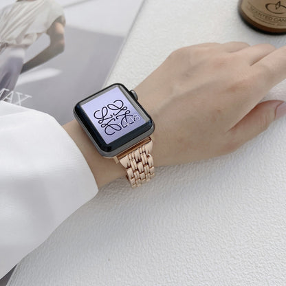 Bracelet de montre en acier inoxydable à cinq rayures de baht pour la série Apple Watch, 7 41mm / 6&SE&5&4 40mm / 3&2&1 38mm, 7 45mm / 6&SE&5&4 44mm / 3&2&1 42mm