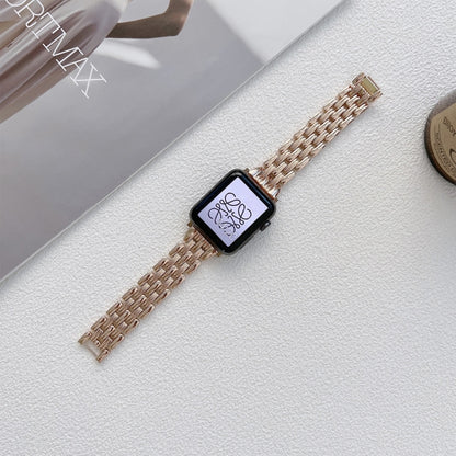 Bracelet de montre en acier inoxydable à cinq rayures de baht pour la série Apple Watch, 7 41mm / 6&SE&5&4 40mm / 3&2&1 38mm, 7 45mm / 6&SE&5&4 44mm / 3&2&1 42mm