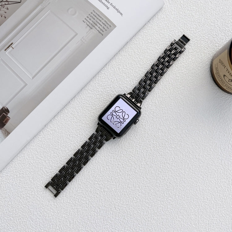 Bracelet de montre en acier inoxydable à cinq rayures de baht pour la série Apple Watch, 7 41mm / 6&SE&5&4 40mm / 3&2&1 38mm, 7 45mm / 6&SE&5&4 44mm / 3&2&1 42mm