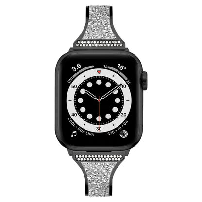 Bracelet de montre en cuir incrusté de diamants pour la série Apple Watch, 7 41mm / 6&SE&5&4 40mm / 3&2&1 38mm, 7 45mm / 6&SE&5&4 44mm / 3&2&1 42mm