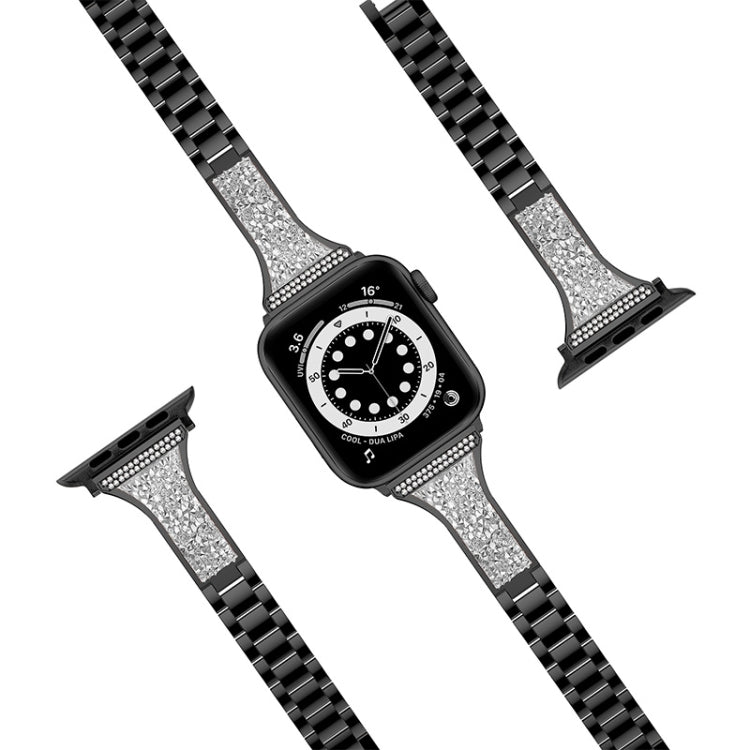 Bracelet de montre en cuir incrusté de diamants pour la série Apple Watch, 7 41mm / 6&SE&5&4 40mm / 3&2&1 38mm, 7 45mm / 6&SE&5&4 44mm / 3&2&1 42mm