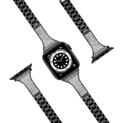 Bracelet de montre en cuir incrusté de diamants pour la série Apple Watch, 7 41mm / 6&SE&5&4 40mm / 3&2&1 38mm, 7 45mm / 6&SE&5&4 44mm / 3&2&1 42mm