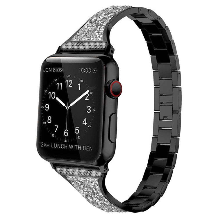 Bracelet de montre en cuir incrusté de diamants pour la série Apple Watch, 7 41mm / 6&SE&5&4 40mm / 3&2&1 38mm, 7 45mm / 6&SE&5&4 44mm / 3&2&1 42mm