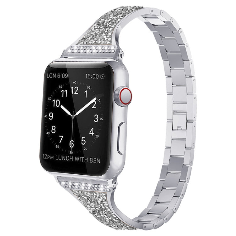 Bracelet de montre en cuir incrusté de diamants pour la série Apple Watch, 7 41mm / 6&SE&5&4 40mm / 3&2&1 38mm, 7 45mm / 6&SE&5&4 44mm / 3&2&1 42mm