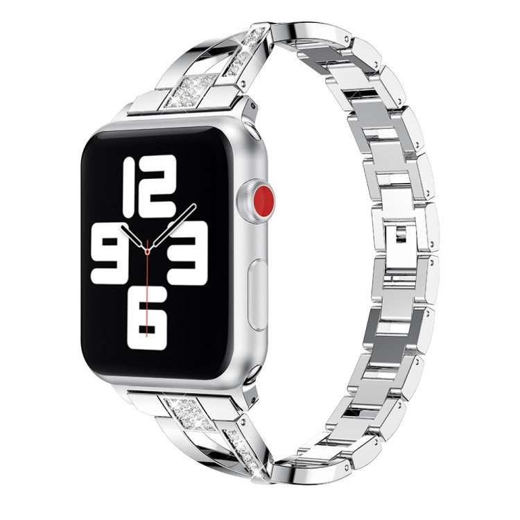 Bracelet de montre en acier inoxydable incrusté de diamants pour la série Apple Watch, 7 41mm / 6&SE&5&4 40mm / 3&2&1 38mm, 7 45mm / 6&SE&5&4 44mm / 3&2&1 42mm