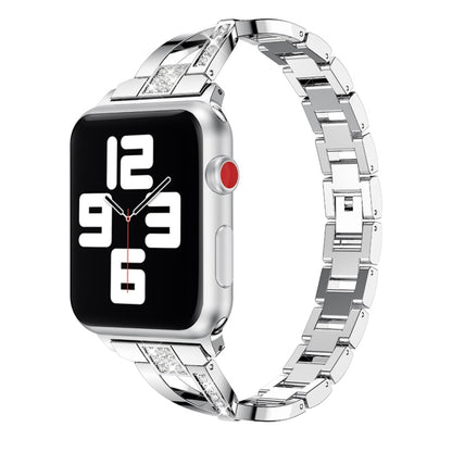 Bracelet de montre en acier inoxydable incrusté de diamants pour la série Apple Watch, 7 41mm / 6&SE&5&4 40mm / 3&2&1 38mm, 7 45mm / 6&SE&5&4 44mm / 3&2&1 42mm