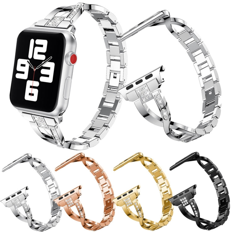 Bracelet de montre en acier inoxydable incrusté de diamants pour la série Apple Watch, 7 41mm / 6&SE&5&4 40mm / 3&2&1 38mm, 7 45mm / 6&SE&5&4 44mm / 3&2&1 42mm