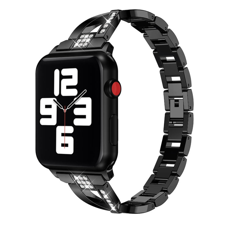 Bracelet de montre en acier inoxydable incrusté de diamants pour la série Apple Watch, 7 41mm / 6&SE&5&4 40mm / 3&2&1 38mm, 7 45mm / 6&SE&5&4 44mm / 3&2&1 42mm