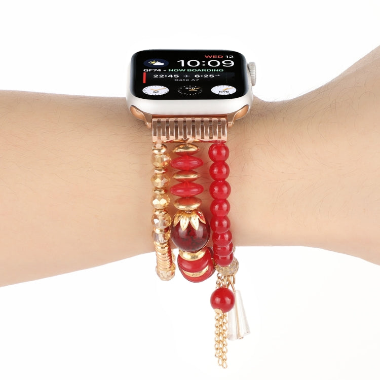 Bracelet de montre en perles pour la série Apple Watch, 7 41mm / 6&SE&5&4 40mm / 3&2&1 38mm, 7 45mm / 6&SE&5&4 44mm / 3&2&1 42mm
