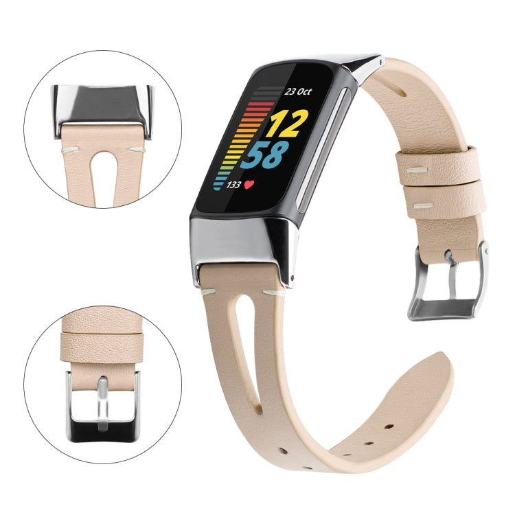 Bracelet de montre en cuir à queue pointue FC5-18, For Fitbit Charge 5