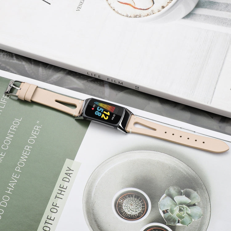 Bracelet de montre en cuir à queue pointue FC5-18, For Fitbit Charge 5